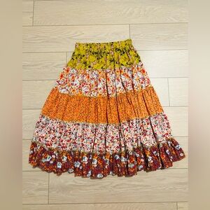 Easel tiered floral boho midi skirt size medium